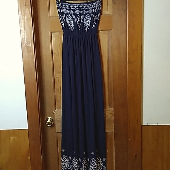 Love Tree Blue Strapless Maxi Dress 